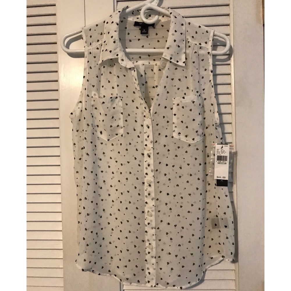 Sheer Button Down Sleeveless Top